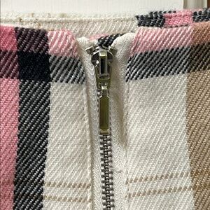 Francesca’s Plaid Pink and Gray blue rain designer Mini Skirt